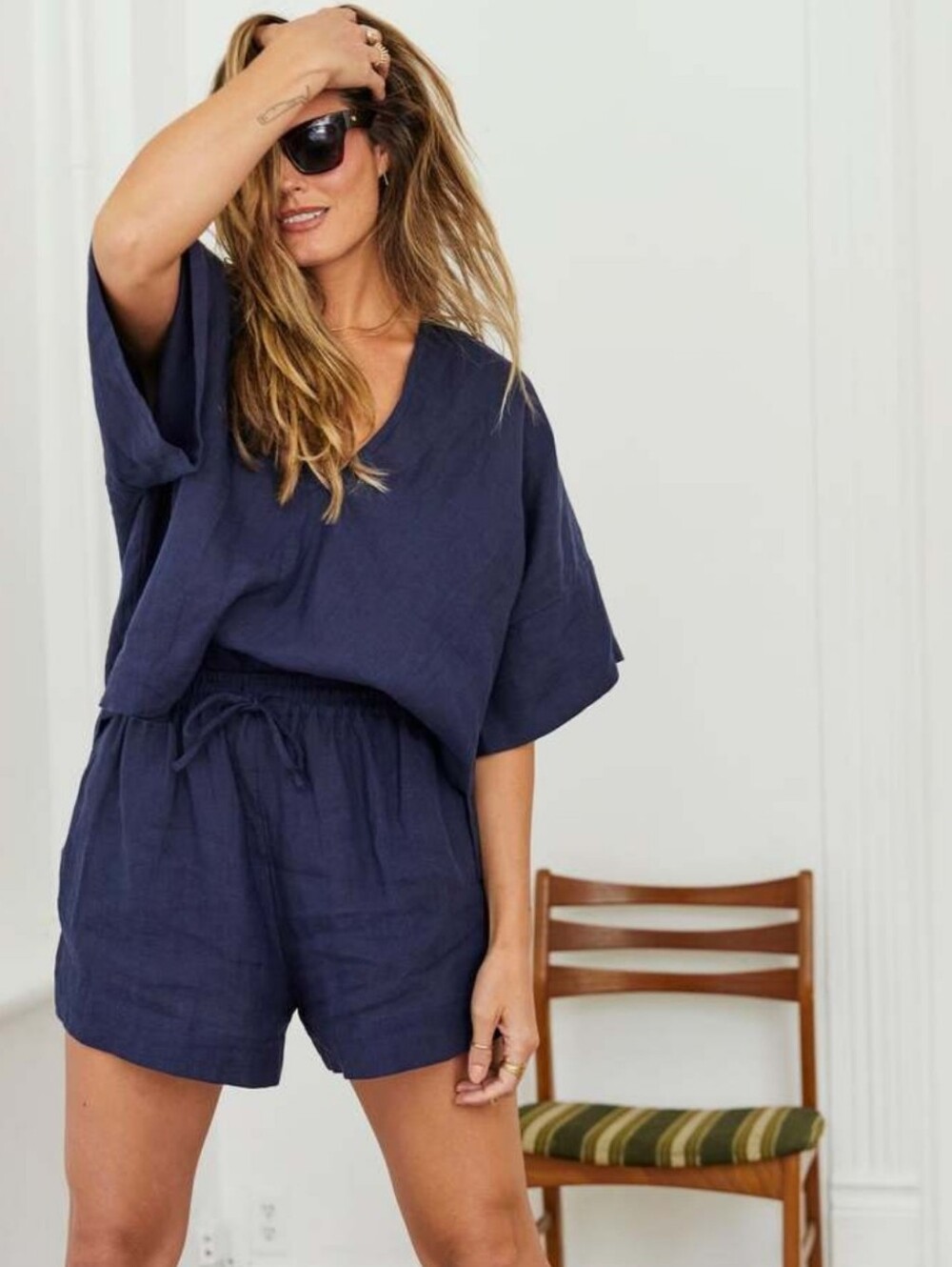 Mamene Vacation Shorts Navy Linen